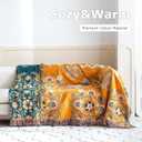 Boho Throw Blanket for Bed 100% Cotton Soft Lightweight Quilt Floral Embroidery Home Decor Spring Breathable Bed Blanket,80"x90" All Season Reversible Yellow Blankets for Sofa Couch Chair