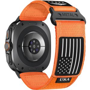 Rugged Nylon Band for Galaxy Watch Ultra Bands 47mm for Men Women,One Click No Gap Fabric Woven Wristbands Adjustable Sport Strap for Samsung Galaxy Watch 7 Ultra Band 47 mm for Man,L