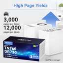 Compatible TN760 Toner Cartridge and DR730 Drum Unit Replacement for Brother TN 760 TN-760 TN730 DR-730 to use with MFC-L2710DW MFC-L2750DW HL-L2370DW Printer (2 Toners 1 Drum, 3 Pack)