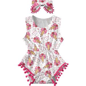 UNICOMIDEA Baby Girl Clothes 0-24 Months Floral Sleeveless Baby Cowgirl Newborn Romper Jumpsuit Outfit Set with Headband (White)