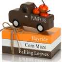 Fall Decorations for Home 7PCS Table Centerpieces, Tabletop Thanksgiving Decor for Tiered Tray Shelf Mantel Office Desk Thanksgiving Autumn Decoration Farmhouse Wood Faux Book Stack and Pumpkin Sign