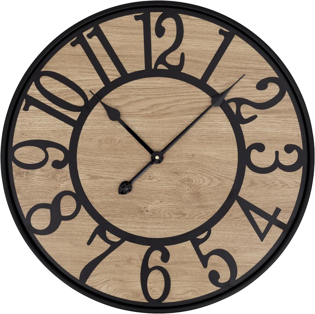 LEIKE Extra Large Wall Clock,Silent Little Ticking,Battery Operated Round Modern Wood Wall Clocks for Living Room, Bedroom,Farmhouse,Office Vintage Big Home Decor-32 -Arabic Number (32 Inch, Light-arabic Number)