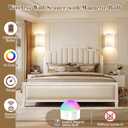 Battery Operated Wall Sconce Set of Two: 10000mAh Wireless Wall Light with Rechargeable Magnetic Bulb - Dimmable Wall Lamp with 7 RGB Colors - Linen Shade Sconces with Remote for Bedroom Living Room