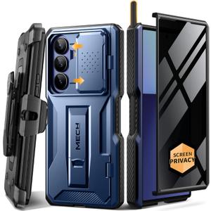 TONGATE for Z Fold 7 Case with Stylus & Pen Holder, [Built-in Privacy Screen Protector & Slide Camera Cover][Anti Spy] Military Grade Drop Stand Case for Samsung Galaxy Fold 7 with Belt Clip,Navy Blue