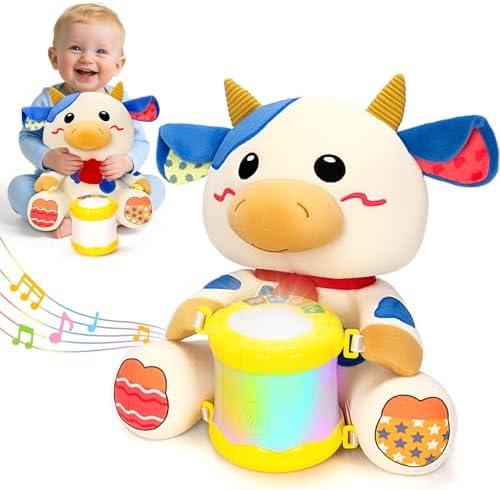 Hodurgyi Baby Toys 6-12 Months, Cow Musical Plush with Lights, ABCs, Animal Sounds, Numbers, Infant Early Learning Toy,Christmas Birthday Gifts for 6+ Month Boys &Girls