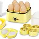 8-in-1 Electric Egg Cooker, Rapid Egg Boiler for Hard, Soft & Poached Eggs, Egg Bite Maker, Auto Shut-Off, 8 Egg Capacity, Breakfast Maker for Meal Prep, Apartment, Office, Dishwasher Safe