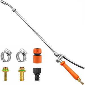 All Metal Replacement Sprayer Wand, 1/4" & 3/8" Brass Barb Sprayer Wand with Stainless Steel Shut off Valve & 2 Hose Clamps (29 Inches)