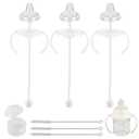 Sippy Cup Soft Spout Conversion Kit for Evenflo Balance Plus Wide Neck Baby Bottles, Toddler Transition Kit with Silicone Sippy Spout Nipple, Weighted Straw, Bottle Handle, Cleaning Brush, 3 Pack, 6m+