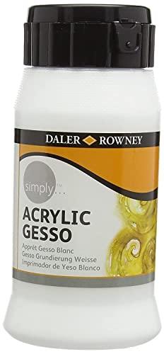 Daler-Rowney Simply Gesso 500ml - White Gesso Primer for Multiple Surfaces - Dual Use Base Gesso for Acrylic Painting and Base Gesso for Oil Painting - Paint Thickening or Tinting Agent