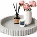 Decorative Tray for Coffee Table Decor, 11" Round Wooden Coffee Table Tray, Modern Decorative Trays for Home Decor, Living Room, Entry, Dining Room (Grey)