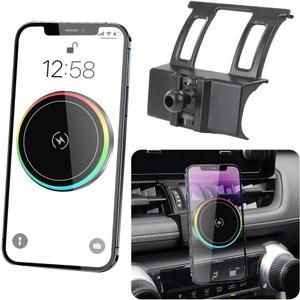Car Magnetic Phone Mount for 2019-2025 Toyota RAV4 XLE Premium Adventure TRD Off-Road Limited & RAV4 Hybrid XSE Limited,RAV 4 Prime XSE Auto Accessories Fast 15W Wireless Charger Holder (2019-2025 RAV4 High Config, With Air Volume Button)