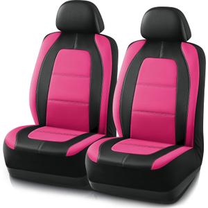 Road Comforts Car Seat Cover, Leather Car Seat Covers, Front Low Back Sport Seat Covers, Airbag Compatible, Universal Fits for Most Cars (Hot Pink