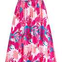 PRETTYGARDEN Womes Boho Maxi Dresses 2026 Summer Spring V Neck Puff Sleeve Empire Waist A Line Flowy Long Beach Floral Dress (S)