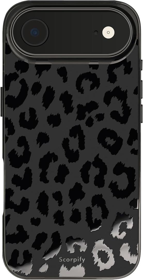 SCORPIFY for iPhone 17 Air Case [Compatible with MagSafe] with Matte Black Leopard Cheetah Print Design, Cute Magnetic Phone Cover for Women Girls and Men, Slim Bumper with Stylish Pattern