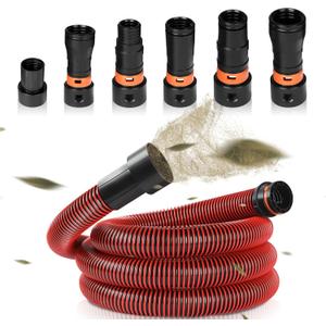 10FT Vacuum Hose Extension with 6 Adapters, Fits 1-1/4" Hose, Universal Shop Vac Accessories, Multi-Size Connectors 0.9" to 1.75" for Wet Dry Vacuums (Check Compatibility Before Purchase)