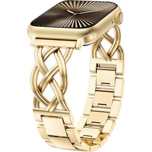 TOYOUTHS Dressy Bracelet Compatible with Apple Watch Bands 38/40/41/42/44/45/46/49mm Women, Celtic Stainless Steel Metal Fancy Nice Pretty Strap for iWatch Series 11 10 9 8 7 6 5 4 Ultra/SE 3 2 1 (Gold)