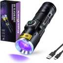 DARKDAWN UV 395nm Light Flashlights USB Rechargeable Ultraviolet LED Blacklight Mini Woods Lamp Portable Blacklight for cat Urine Detection Dry Stains, Uranium Glass, Leak Detection, D15 395 nm