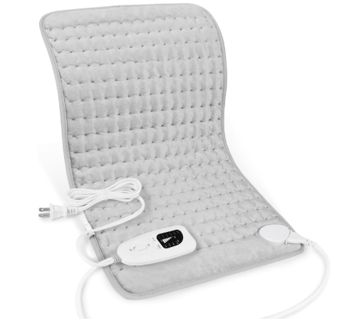 Deepsoon Heating Pad, Electric Heating Pads for Back, Neck, Abdomen, Moist Heating Pad for Shoulder, Knee, Arms, Legs, Dry/Moist Heat & Auto Shut Off, Christmas Gifts for Men and Women, Light Gray,24x12 Inch