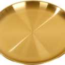 Serving Trays 7.9in Stainless Steel Decorative Tray Round Gold Tray for Kitchen Wedding Party Coffee Table Dishwasher Safe