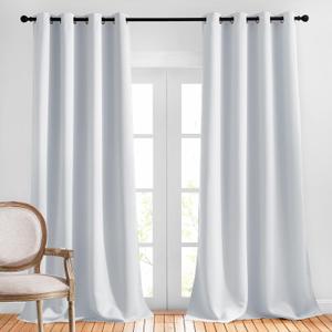 NICETOWN Room Darkening Curtain Panels - Home Fashion Ring Top Thermal Insulated Room Darkening Curtains for Bedroom/Nursery (Greyish White=Light Grey, 2 Panels, 52 inches W x 95 inches)