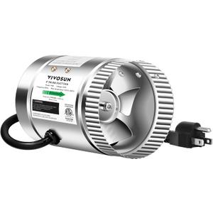 VIVOSUN 4 Inch Inline Duct Fan 100 CFM, HVAC Exhaust Ventilation Fan with Low Noise for Basements, Bathrooms, Kitchens and Attics, Silver