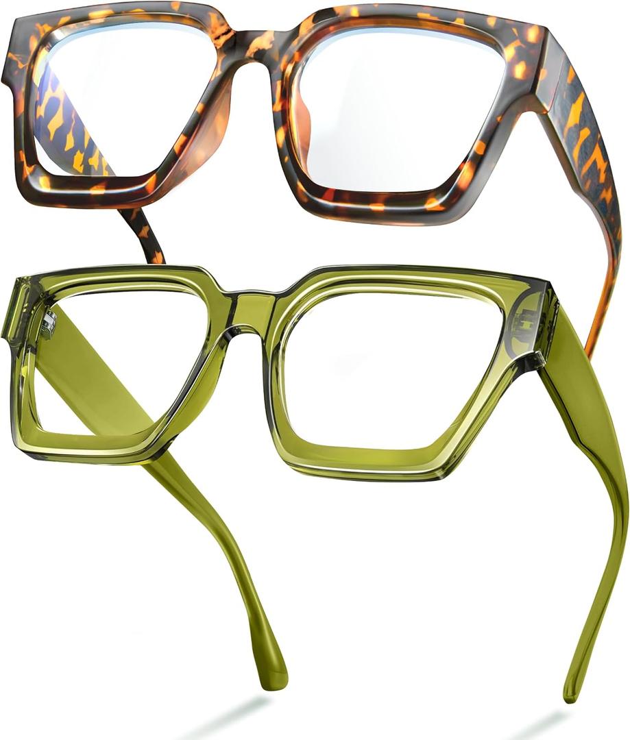 livho Oversized Eyewear Frame for Woman and Men - Rectangle Fashion Glasses for Computer, Chic Preppy Frame