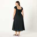 The Drop Women's Melody Cap Sleeve Tie Front Cotton Dress (Black)