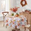 Romanstile Fall Round Tablecloth 70 Inch, Thanksgiving Autumn Harvest Orange Pumpkin Table Cloths, Stain Resistant Farmhouse Table Cover for Thanksgiving Holiday Dinner Party