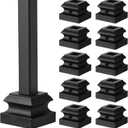 Iron Baluster Shoes Stair Flat Shoe with Screw for 1/2 Inch Square Scroll Basket Twist Knuckle Staircase Balusters Metal Spindle Railing, Satin Black (12 Pcs)