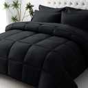 JOLLYVOGUE Twin Comforter Set, Ultra-Soft Bed in a Bag Twin Size 5 Pieces, Oeko-TEX Certified Bedding Set with Down Alternative Comforter, Sheets, Pillowcases & Shams, Black