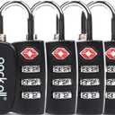 Pack all TSA Approved Luggage Lock, Inspection Indicator, Alloy Body, 3 Digit Combination Padlocks, Travel Lock for Suitcases & Bag, Travel Accessories (4 Pcs Black)