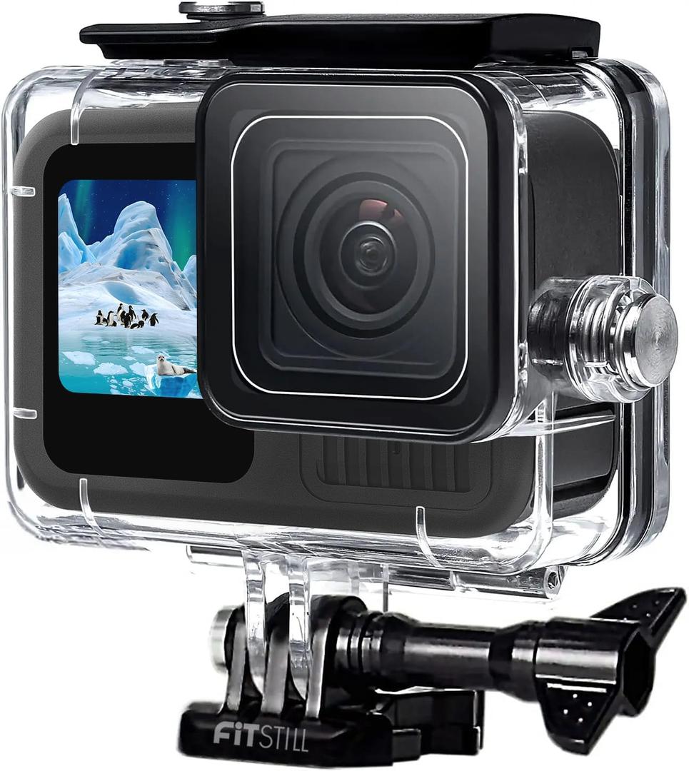 FitStill Underwater Waterproof Diving Housing for Go Pro Hero 13/12/11/10/9 Black,60M/196FT Protective Underwater Diving Housing Shell Accessories (Hero 13/12/11/10/9 Black)