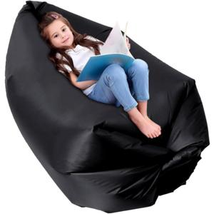 King Mills Inflatable Couch, Anti Leakage Inflatable Couch for Camping, Ideal as Portable Air Couch, Inflatable Chair for Kids, Inflatable Beach Chair for Kids and Teens, Black