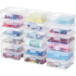 18 Pack Small Plastic Hobby Art Craft Organizer, Clear Plastic Storage Containers with Latching Lid, for Pencil Box, Lego, Crayon