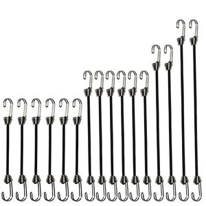 YELIER Mini Bungee Cords with Hooks. Versatile Outdoor Bungee Cord Set. Includes, 2inch, 4inch, 6inch, and 8inch, Totaling 16 Bungee Cords (16pcs, Black, Four Sizes)