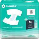 SUNKISS TrustPlus Adult Diapers with Maximum Absorbency, Unisex Disposable Incontinence Briefs with Tabs for Men and Women, Odor Control, Medium, Previously S/M, 15 Count