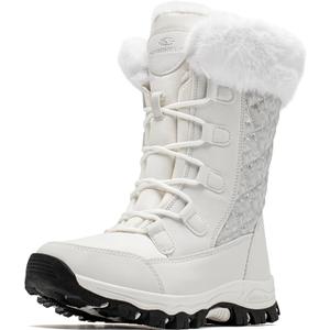 HOBIBEAR Girls Winter Snow Boots (8, Off-white)