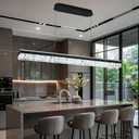 Black Modern Chandelier for Dining Room 47in Led Linear Pendant Lights Kitchen Island Lighting Minimalist Dimmable Ceiling Hanging Pendant Chandelier Light Fixture with Remote, L47.24"