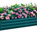 Raised Garden Bed Green, 6x3x1ft Galvanized Raised Garden Beds Outdoor for Vegetables Flowers, Raised Bed Planter Box, Metal Raised Garden Bed Kit with Gloves and 3ftx30ft Weed Barrier Fabric