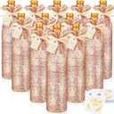 Shappy 12 Pcs Rose Gold Satin Wine Gift Bags with Drawstrings and Tags, Wine Bottle Bags Covers Reusable for Holiday Party Supplies