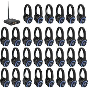 Retekess TA003 Silent Disco Headphone System,Wireless Silent Disco LED Light Headphones, Stereo and HiFi Sound, Silent Party Headphones for Music Events, Bar, Silent Conference (30 Pack)