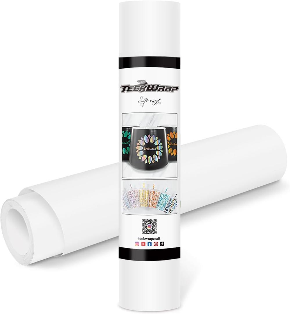 TECKWRAP Permanent Adhesive Vinyl 12" x 10ft, Matte White