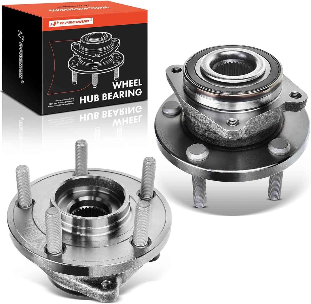 A-Premium 2 x Front Wheel Bearing and Hub Assembly with 5-Lug Compatible with Chrysler 200 2011-2014, Sebring 2007-2010, Dodge Avenger 2008-2014, Caliber 2009, AWD or FWD