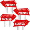 12 Pieces Parking Sign with Stake,Aiofaervy 17 x 6 Inches Directional Double Sided Arrow Signs Red-White Arrow Signs with Stakes Plastic Event Parking for Indoor or Outdoor Use