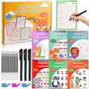 Magic Grooved Practice Copybook for Kids 3-8 - 6 Reusable Handwriting Practice Books with Pens | Letter & Number Tracing, Math & Drawing | Preschool & Kindergarten Workbook Set