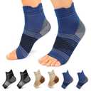 6 Pairs Plantar Fasciitis Socks for Men & Women, Ankle Brace Compression Socks with Arch Support for Achilles Tendonitis, Heel Pain, Swelling & Arthritis Relief, Black, Nude, Navy, Large