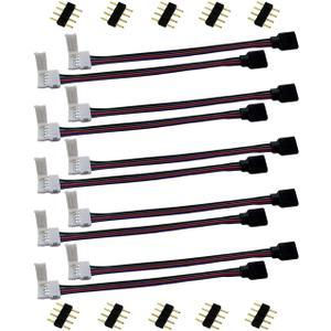 10pcs RGB 5050 LED Strip Connector 4 Pin LED Tape Connector LED Ribbon Jumper LED Adapter Cable to Connect 10mm Wide RGB 5050 LED Strip to LED Controller or LED Strip, 17cm/6.7in Long