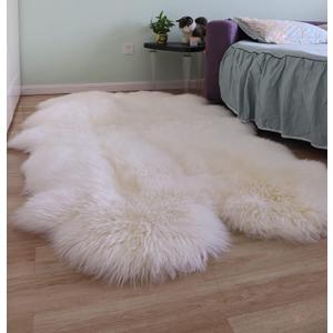 Woolous Sheepskin Rug 4x6 ft - Large Genuine New Zealand Lambskin Wool Quad Pelt Sheep Skin Fur Throw Area Rug for Nursery, Bedroom, and Living Room Decor (Ivory-White)