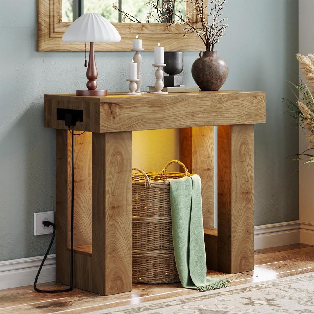 Unikito 32" Entry Table with Sensor Light & AC Outlets with USB-C Ports