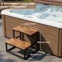 Hot Tub Steps, 2 Step Wooden Step Stool for Adults & Kids, 500 LBS Capacity Heavy Duty Bed Steps for High Beds, Sturdy Metal Frame Stepping Stool for Kitchen, Bathroom, RV
